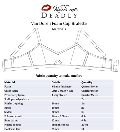 KMD Wirefree Retro Classics Doren Bra Pattern