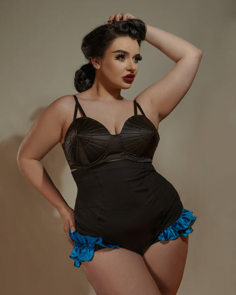 KMD Turquoise Rufflebutt High Waist Knicker S-2XL